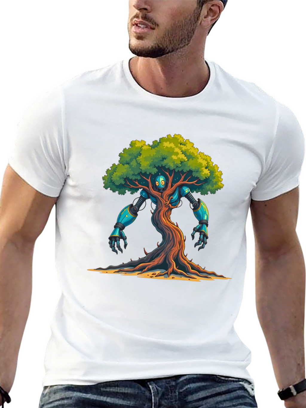 Robo-Tree Graphic T-Shirt: Nature Meets Sci-Fi
