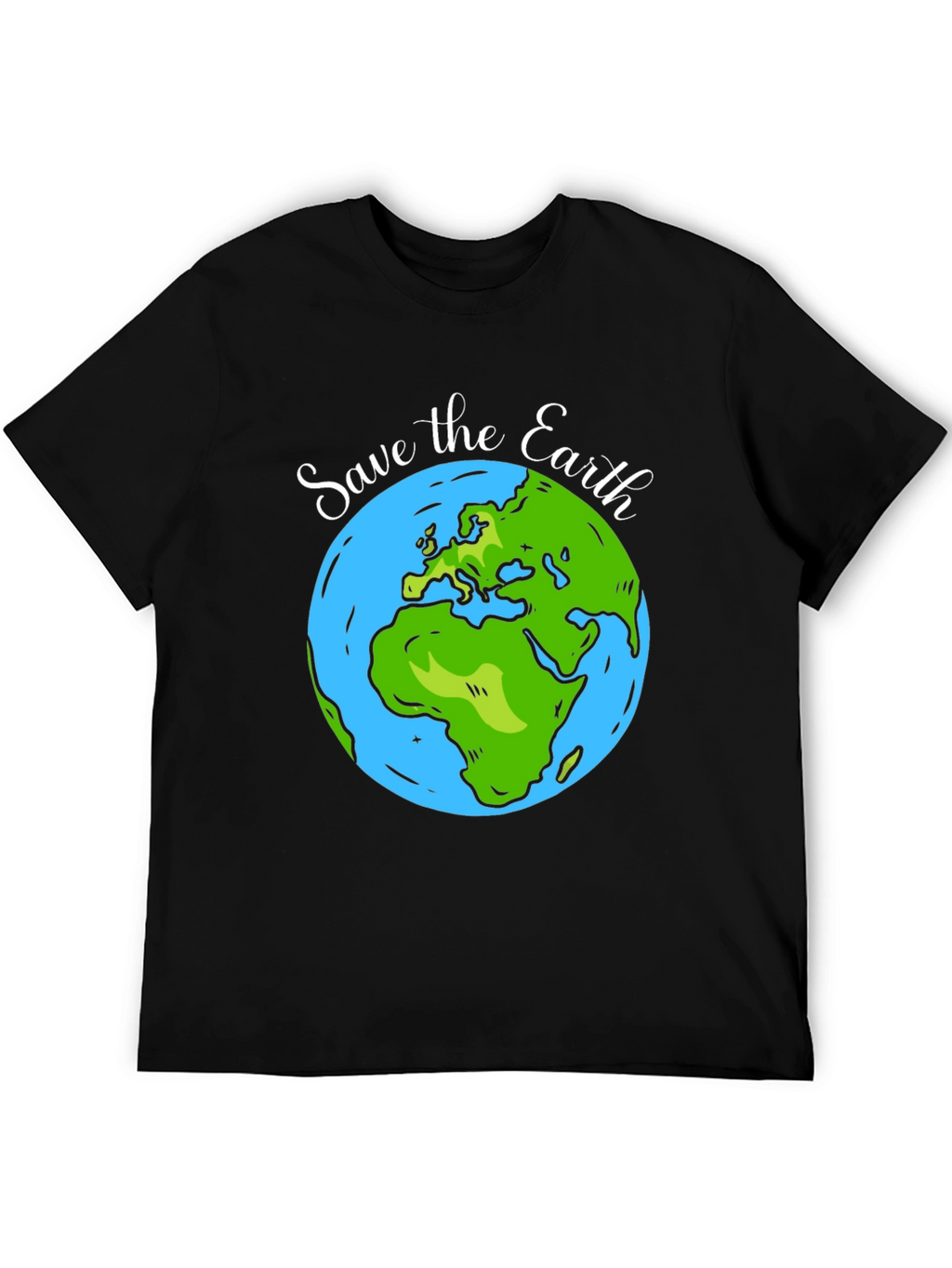 Save the Earth Graphic Print Black T-Shirt