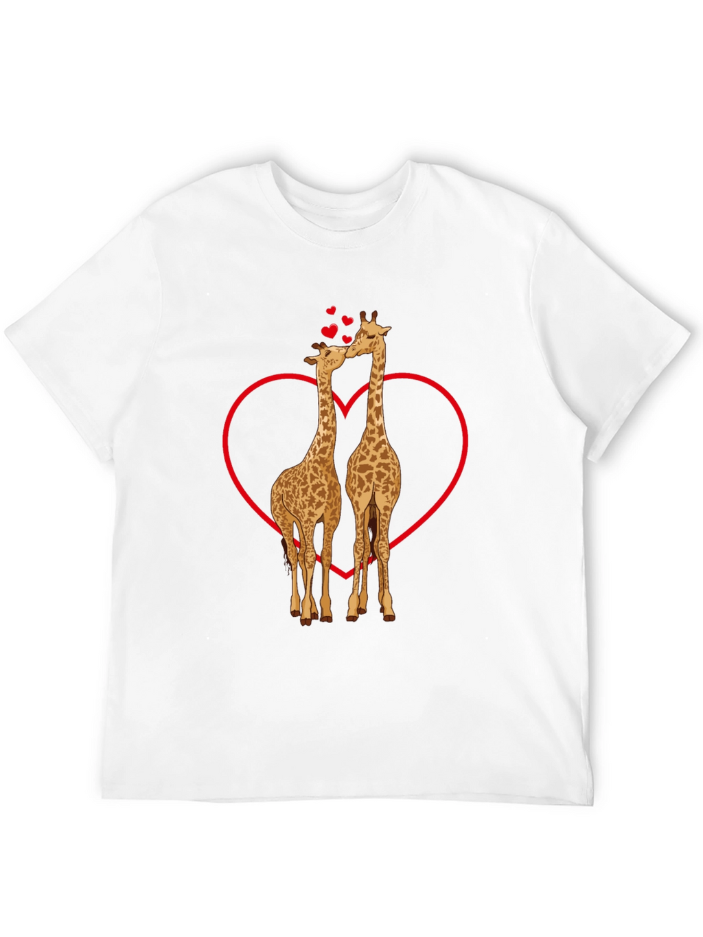 Giraffe Love Valentines Day Black T-Shirt