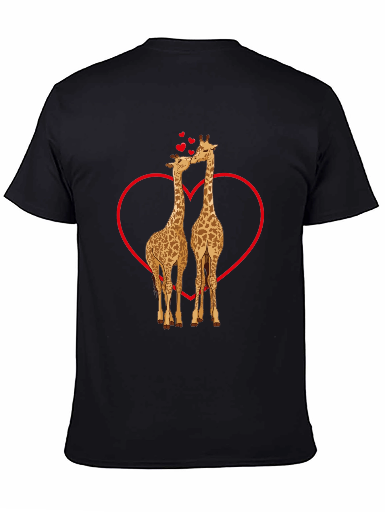 Giraffe Love Valentines Day Black T-Shirt