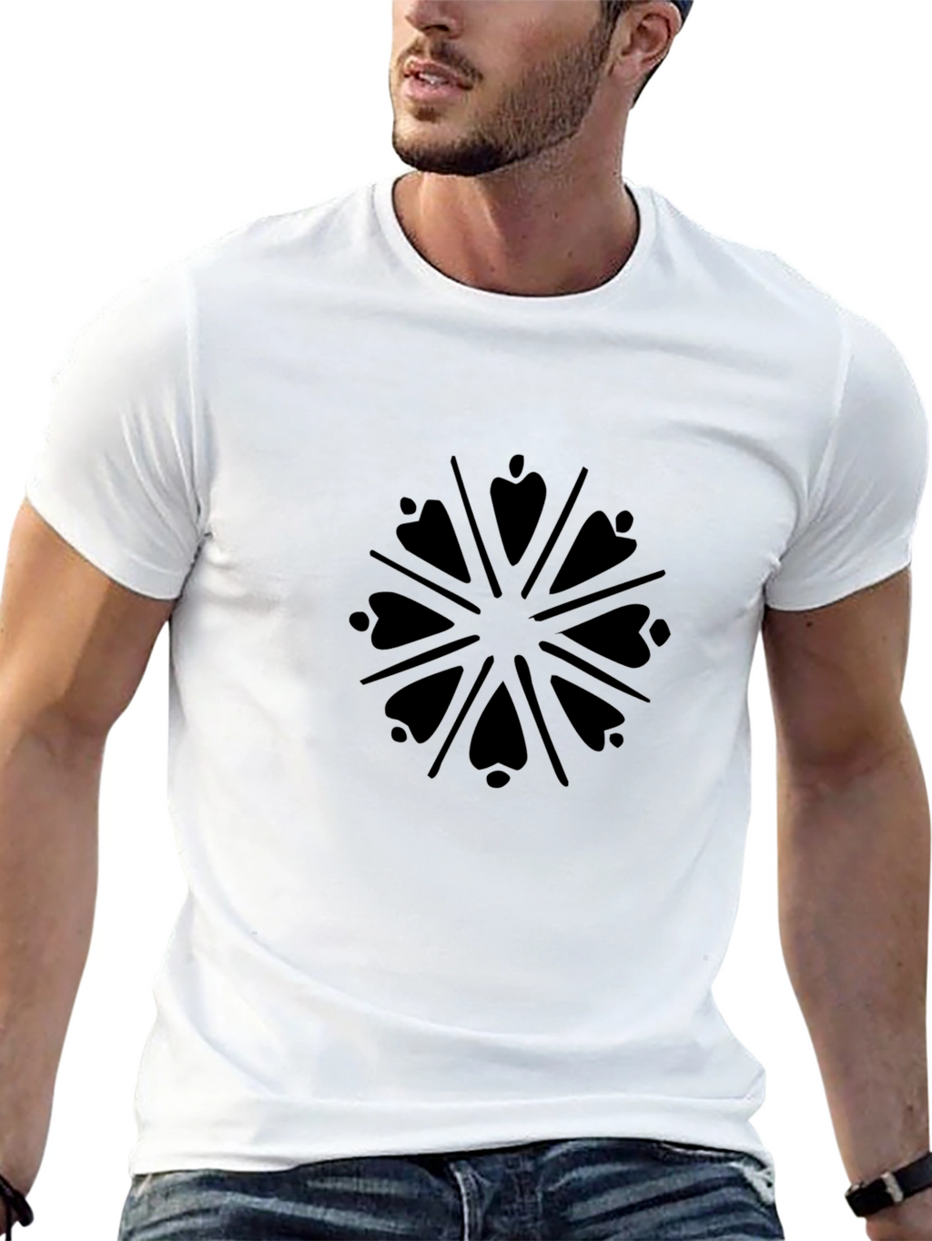 Mens Black Graphic Tee - Abstract Pattern