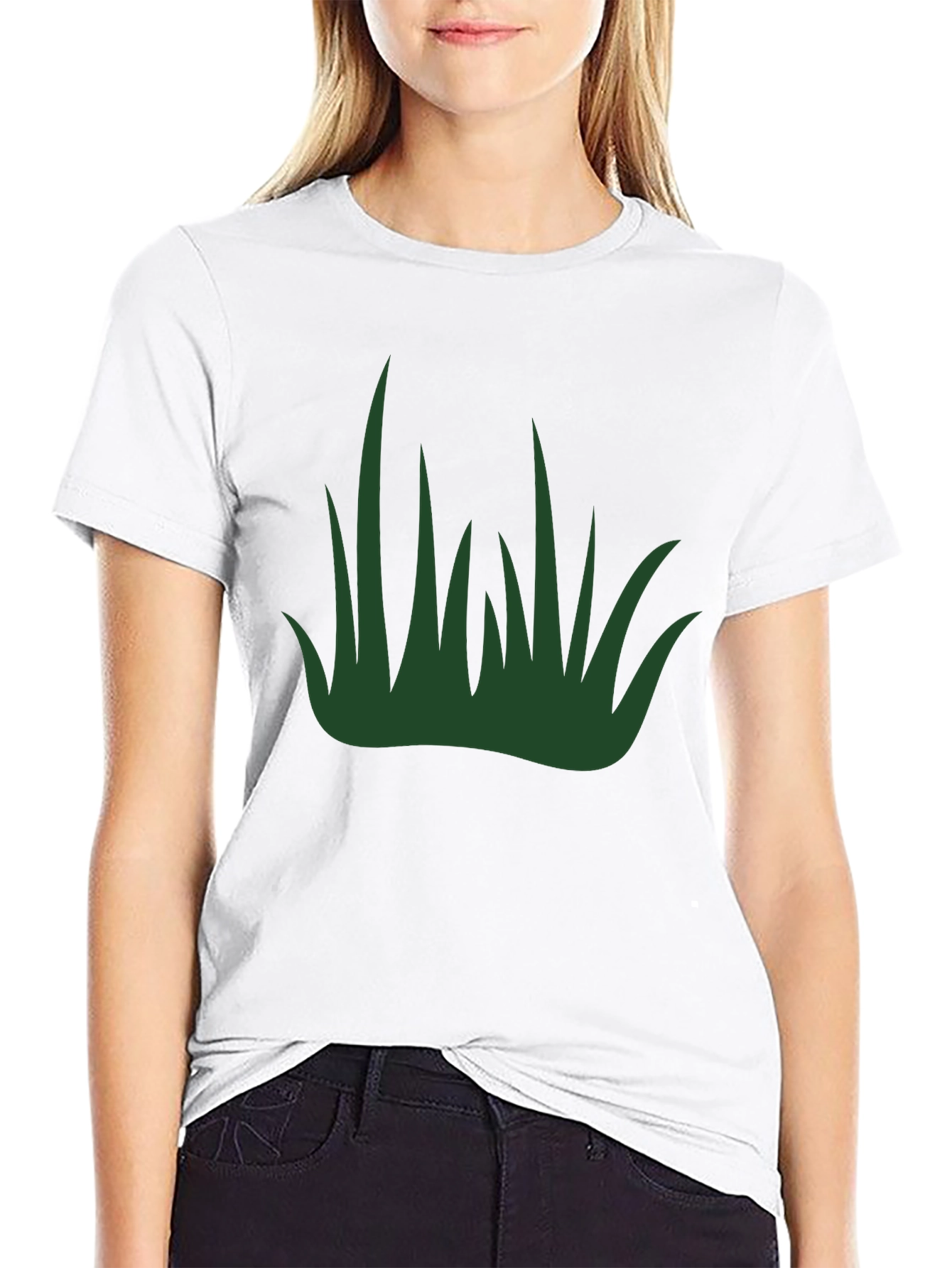 Green Grass Graphic Black T-Shirt