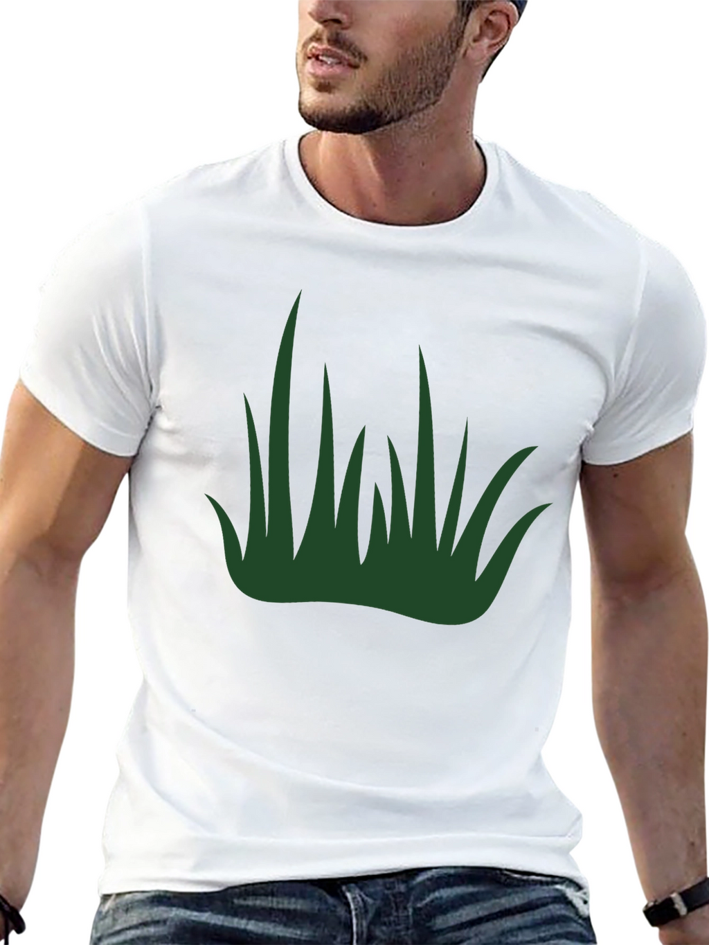 Green Grass Graphic Black T-Shirt