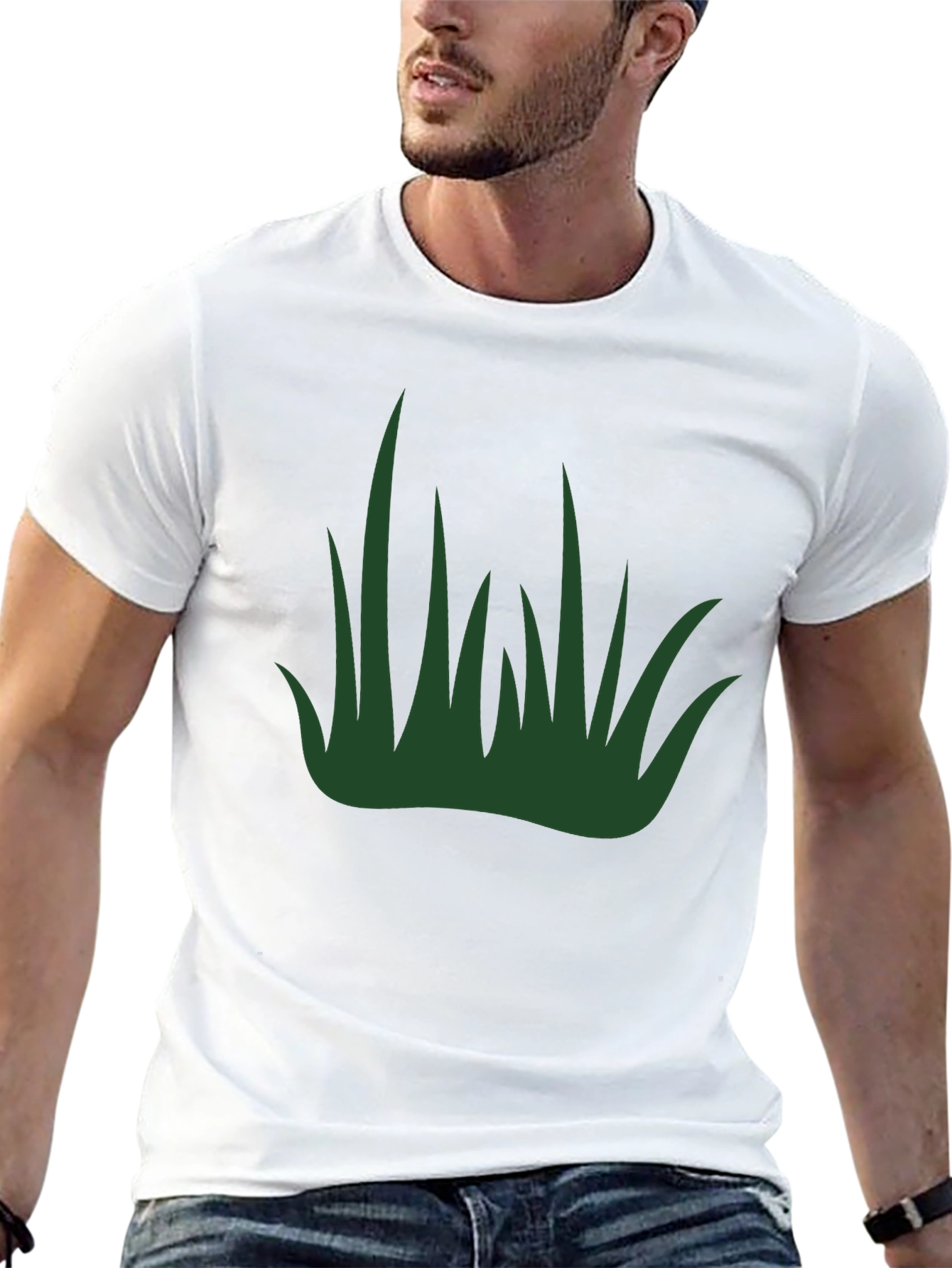 Green Grass Graphic Black T-Shirt