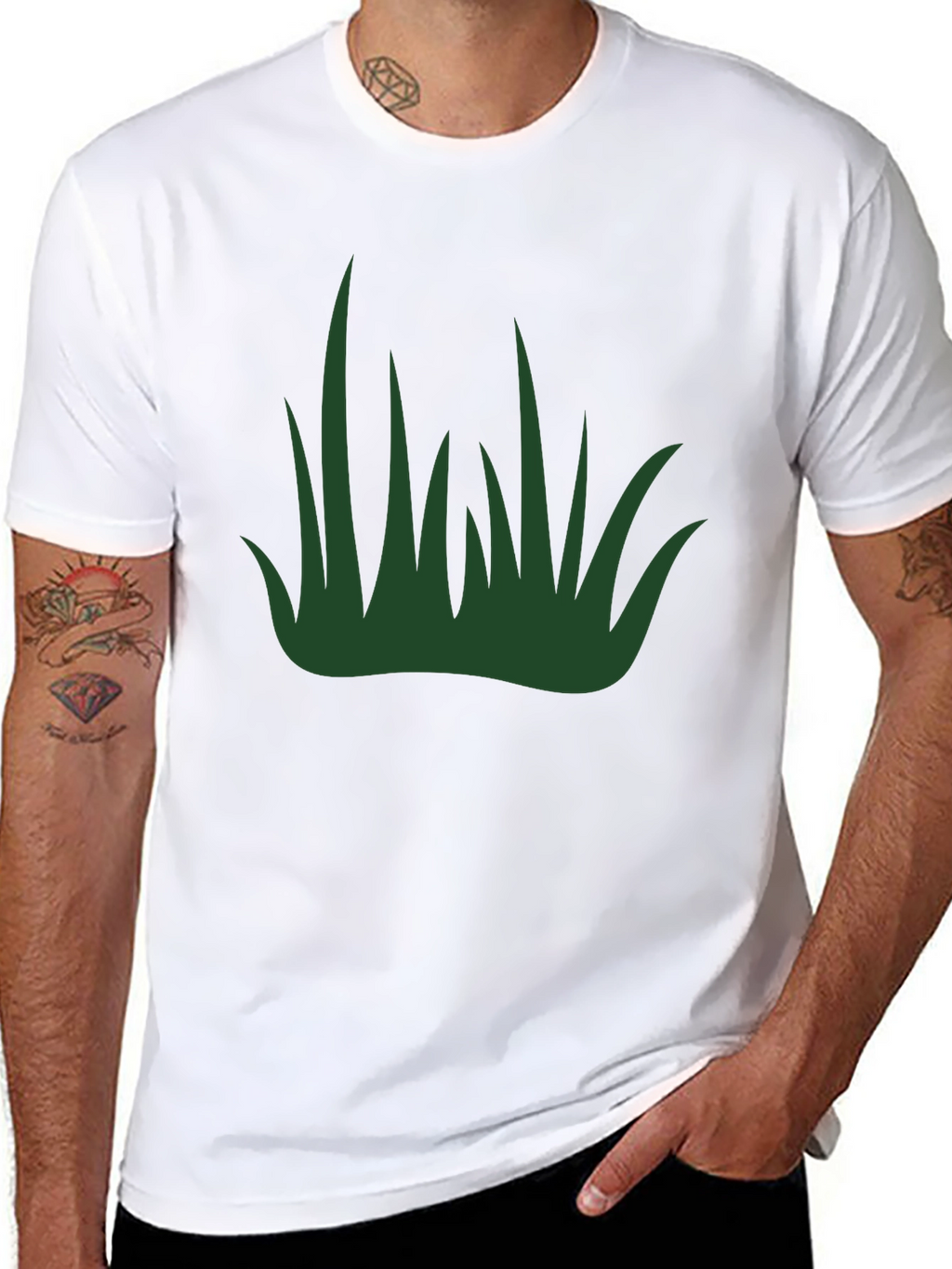 Green Grass Graphic Black T-Shirt
