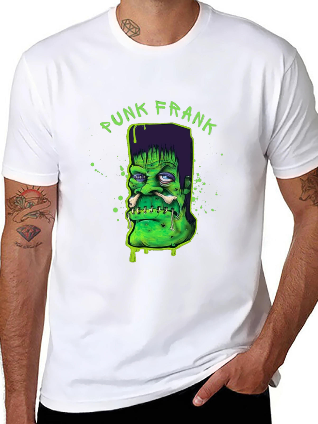 Punk Frank Graphic Tee - Cool Halloween Shirt