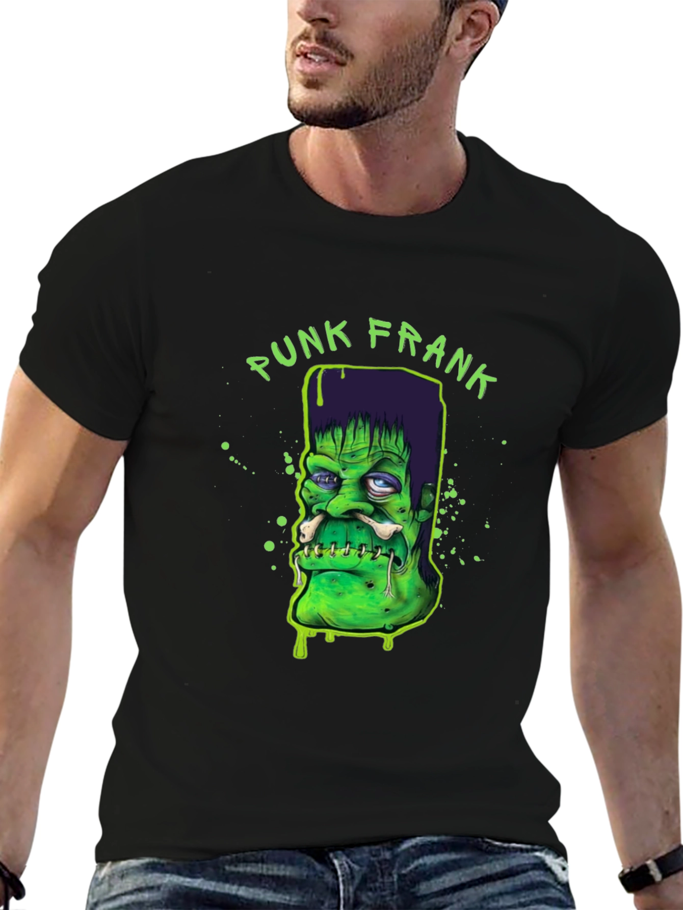 Punk Frank Graphic Tee - Cool Halloween Shirt