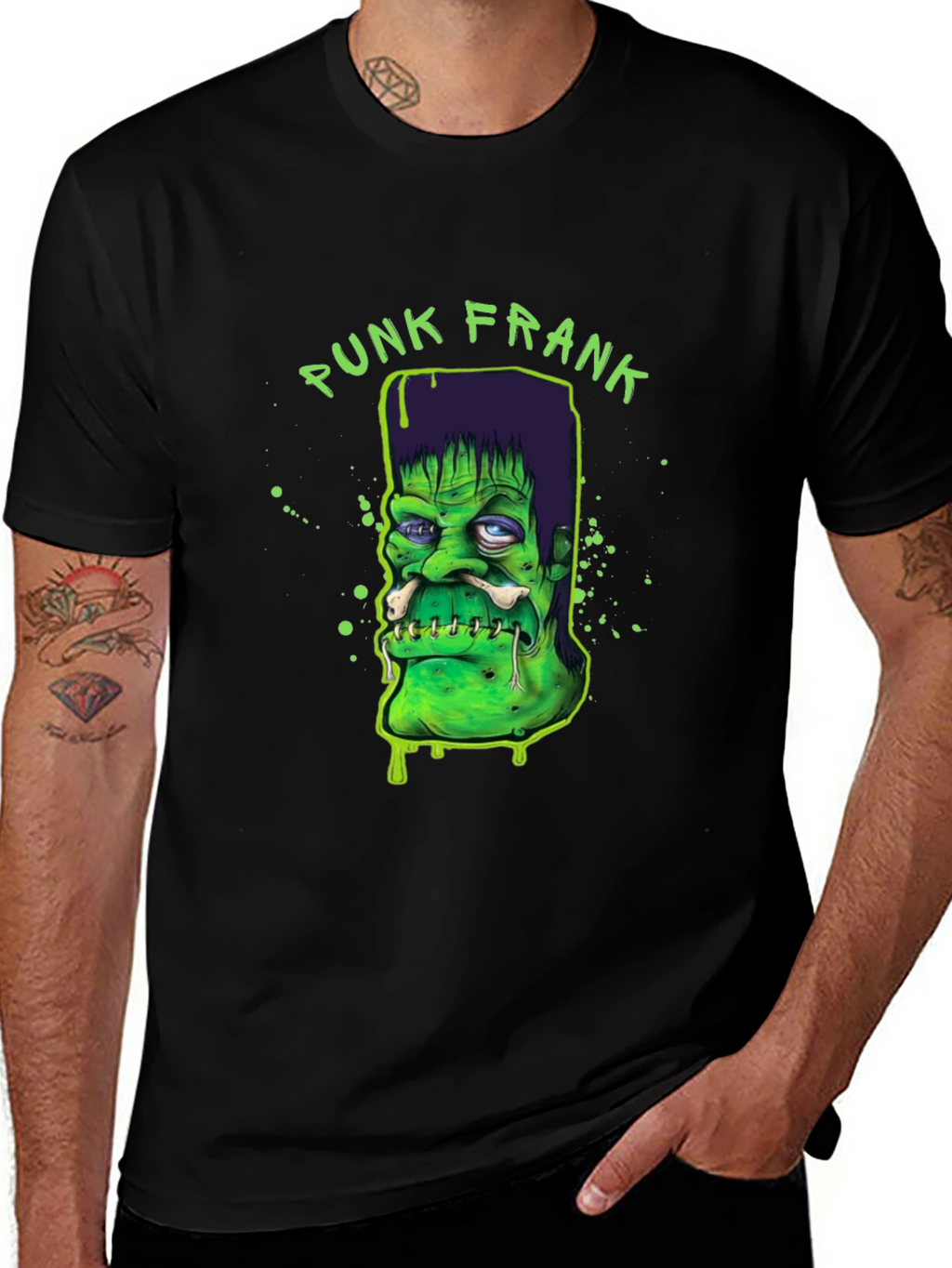 Punk Frank Graphic Tee - Cool Halloween Shirt