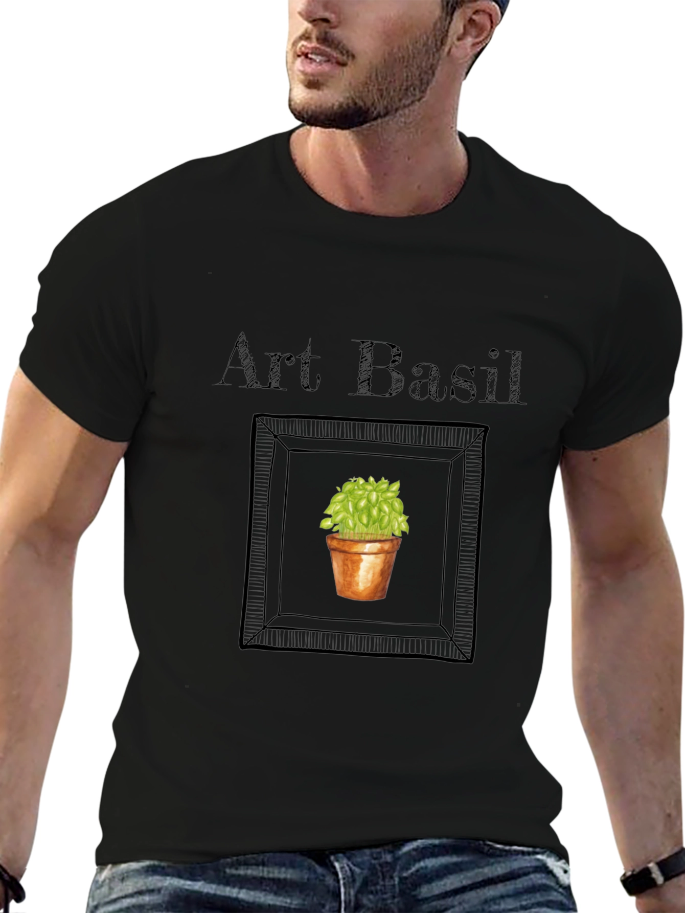 Art Basil T-Shirt - Unique Plant Graphic Tee