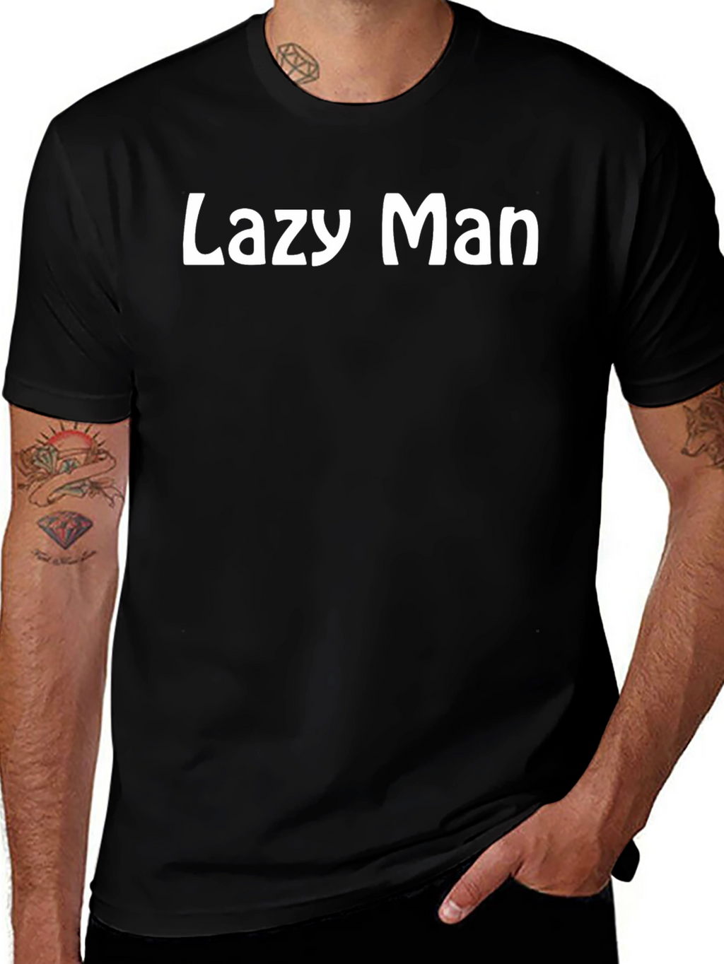 Lazy Man Black Crew Neck T-Shirt