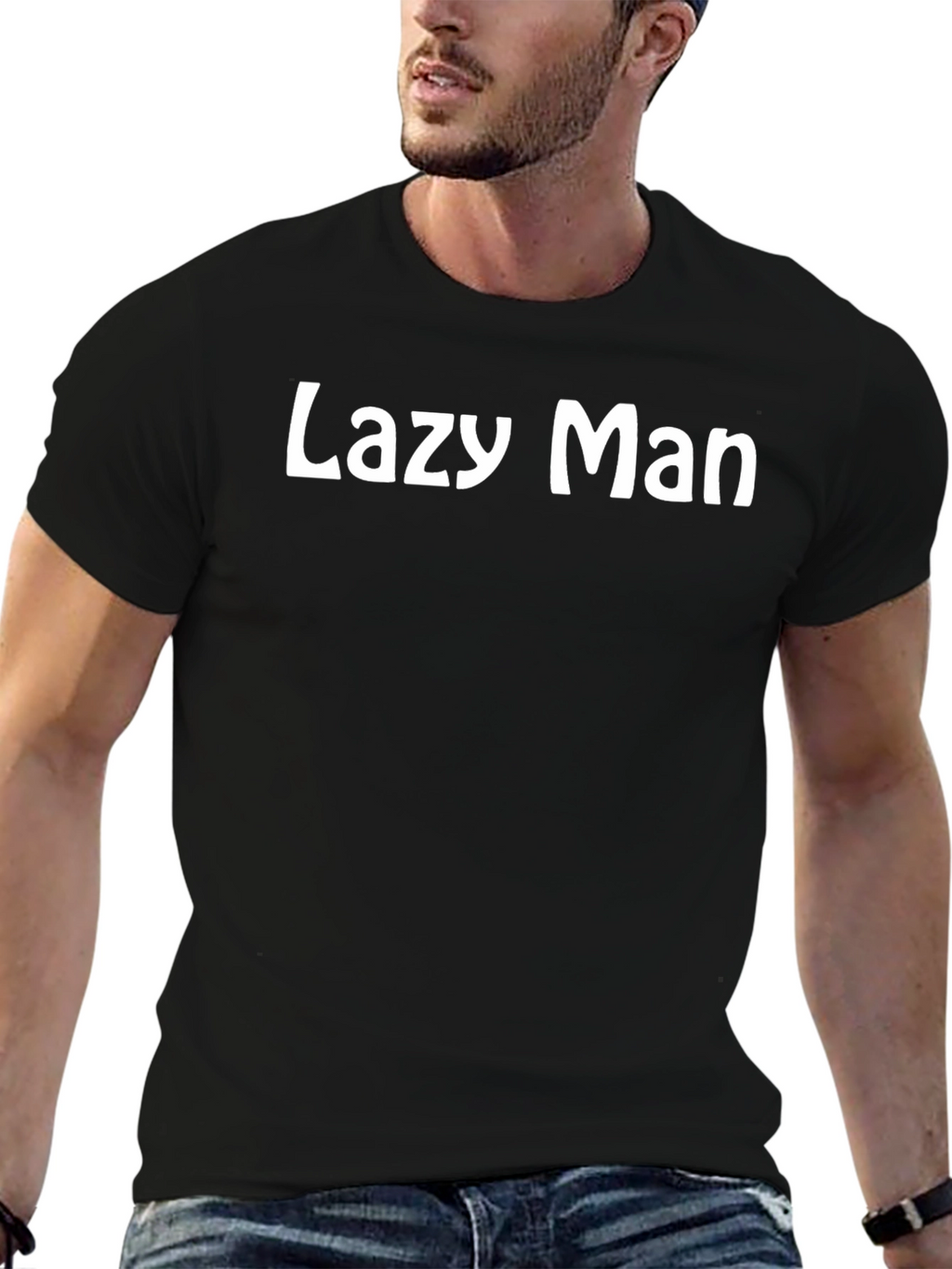Lazy Man Black Crew Neck T-Shirt