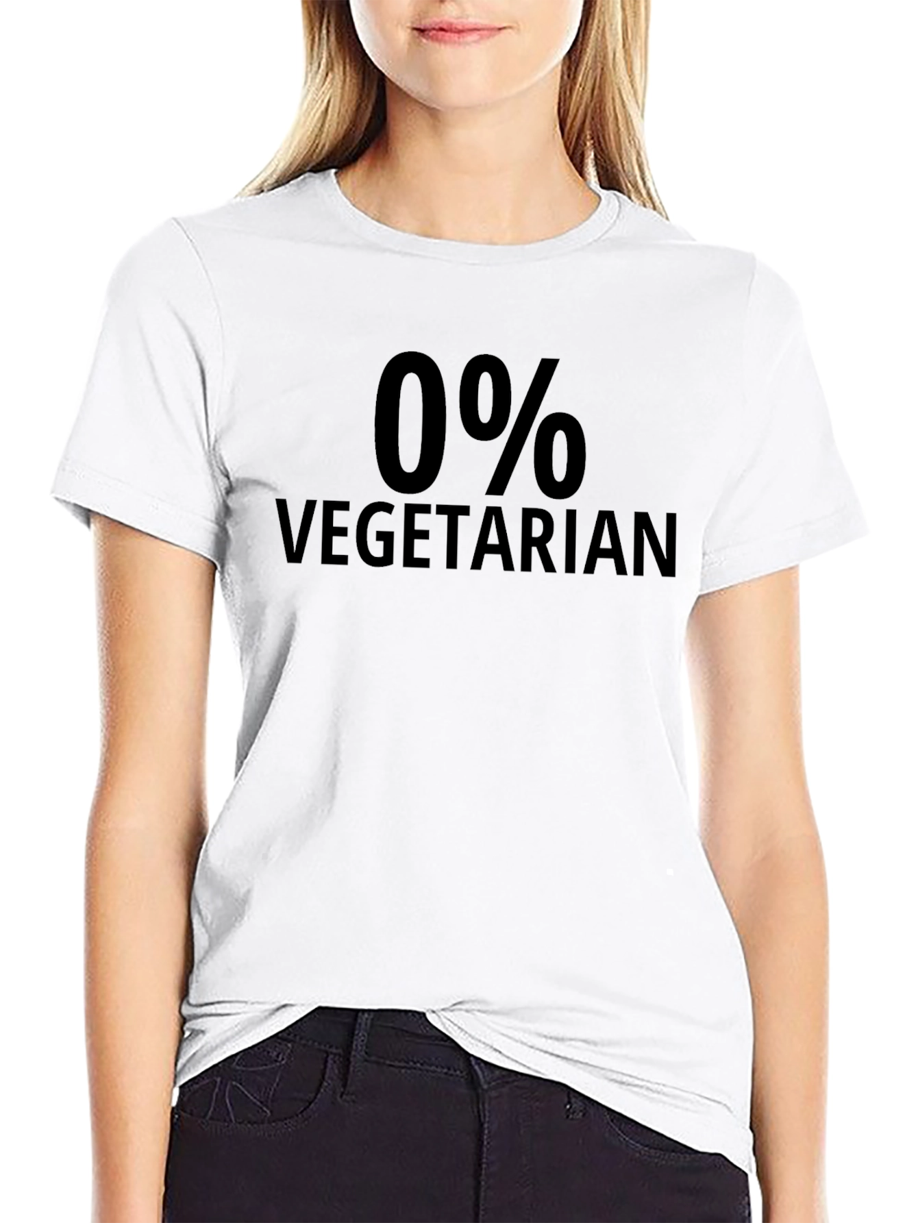 0% Vegetarian Black Graphic Tee Shirt