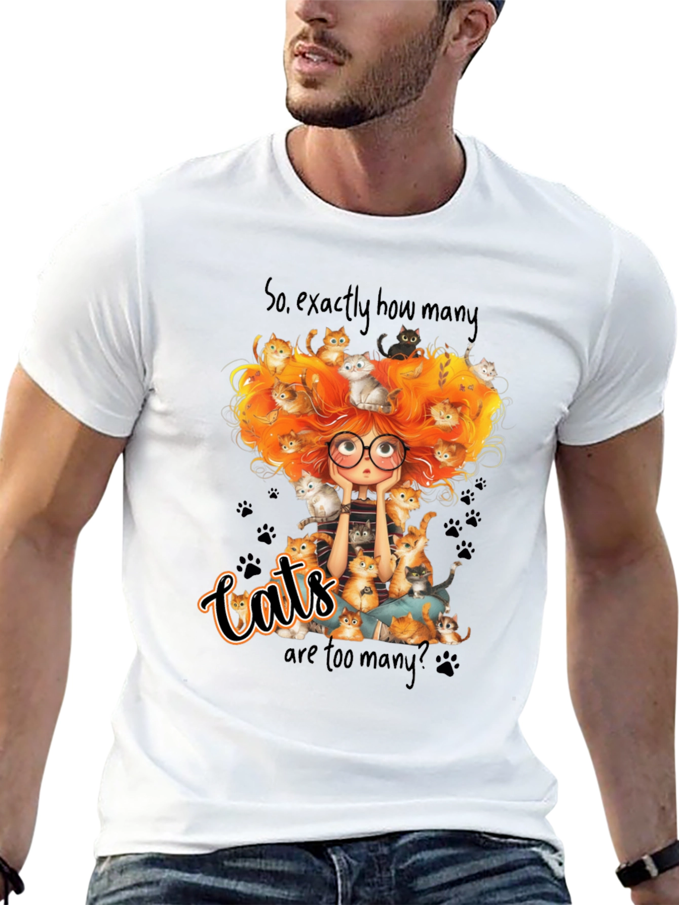 Cats Too Many Black T-Shirt