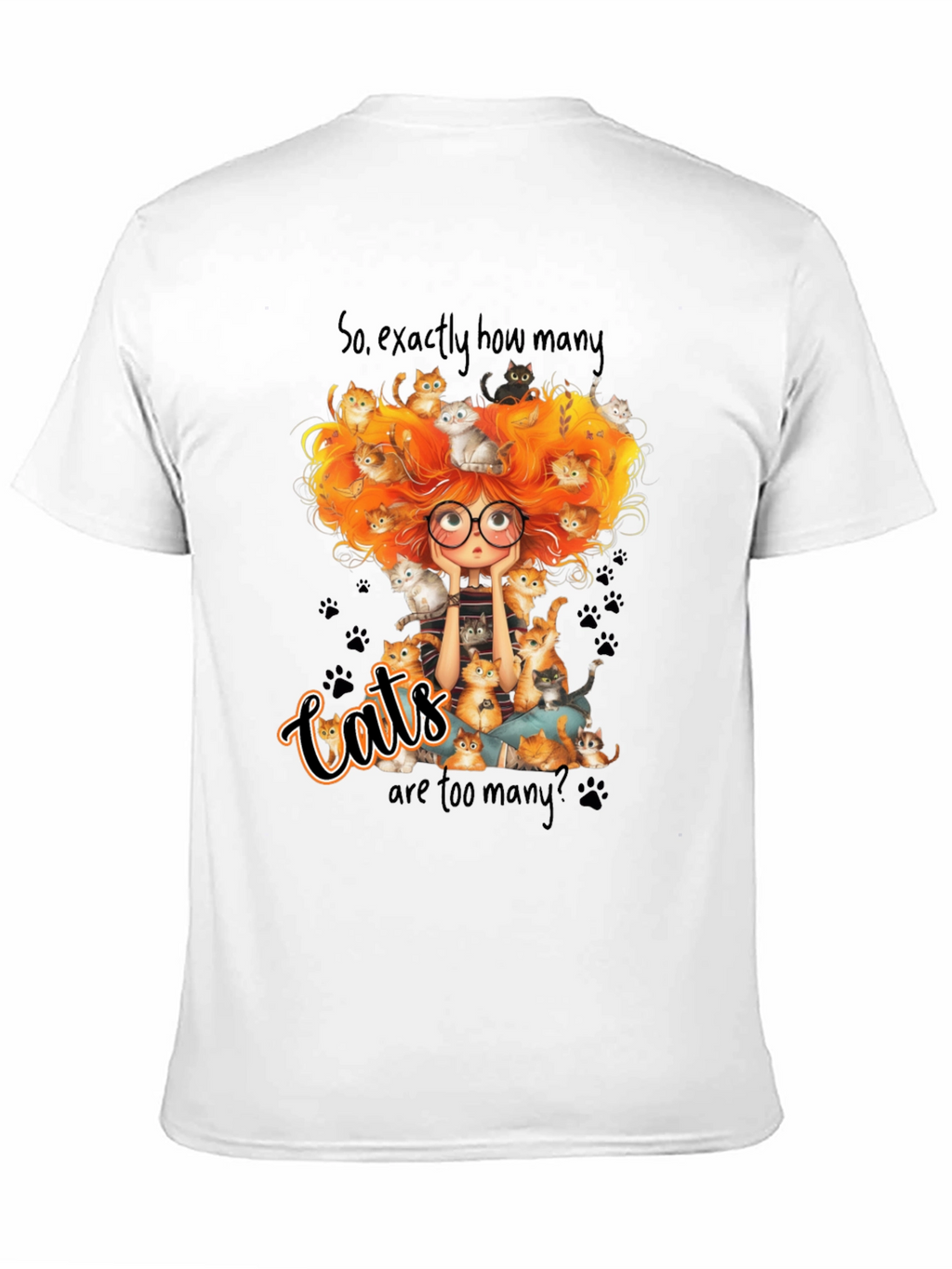 Cats Too Many Black T-Shirt