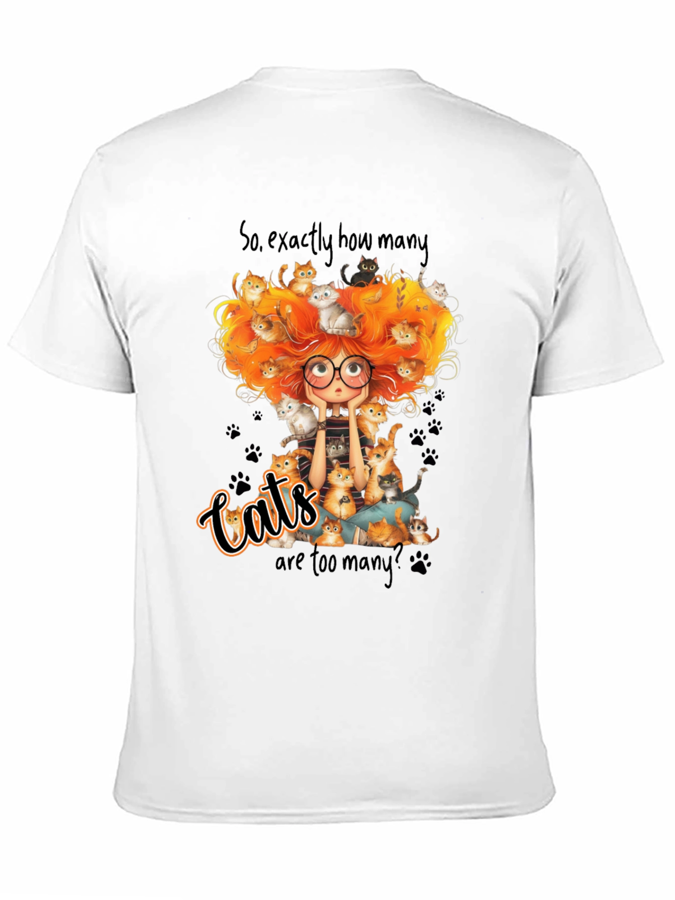 Cats Too Many Black T-Shirt