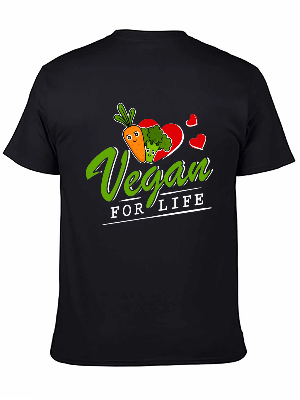 Vegan for Life T-Shirt - Carrot Broccoli Design