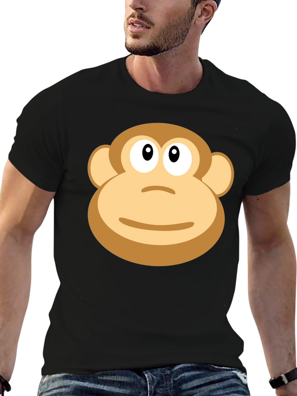 Monkey Face Graphic T-Shirt - Casual Black Tee