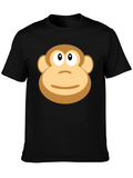 Monkey Face Graphic T-Shirt - Casual Black Tee