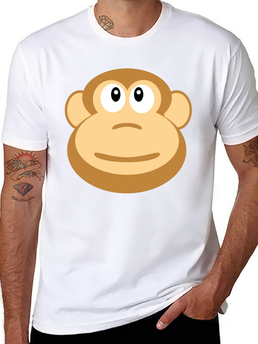 Monkey Face Graphic T-Shirt - Casual Black Tee
