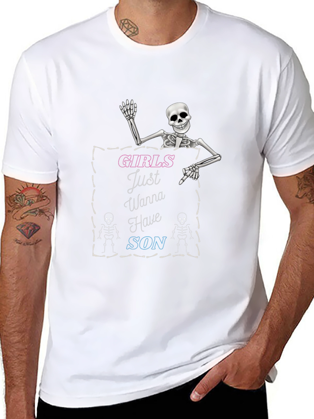 Girls Just Wanna Have Son Skeleton Graphic Tee