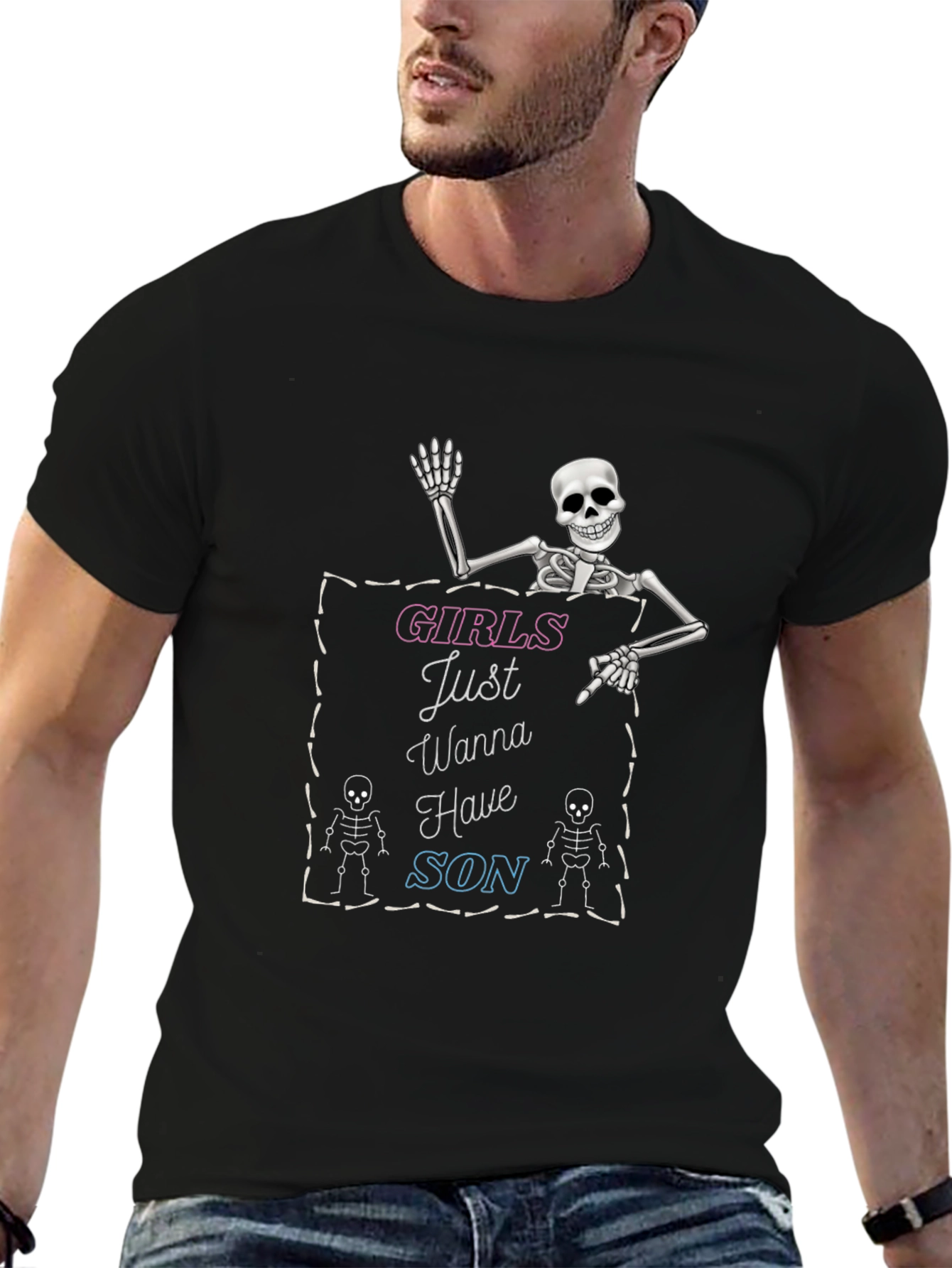 Girls Just Wanna Have Son Skeleton Graphic Tee