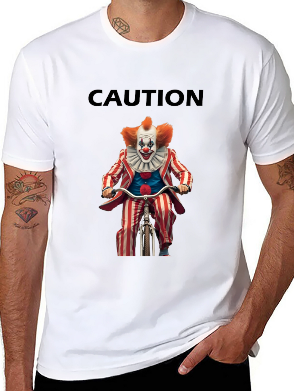 Caution Clown on Bike Graphic T-Shirt