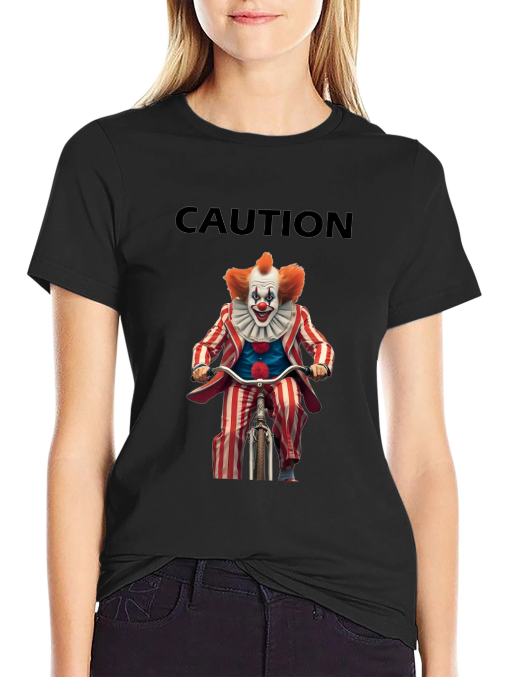 Caution Clown on Bike Graphic T-Shirt