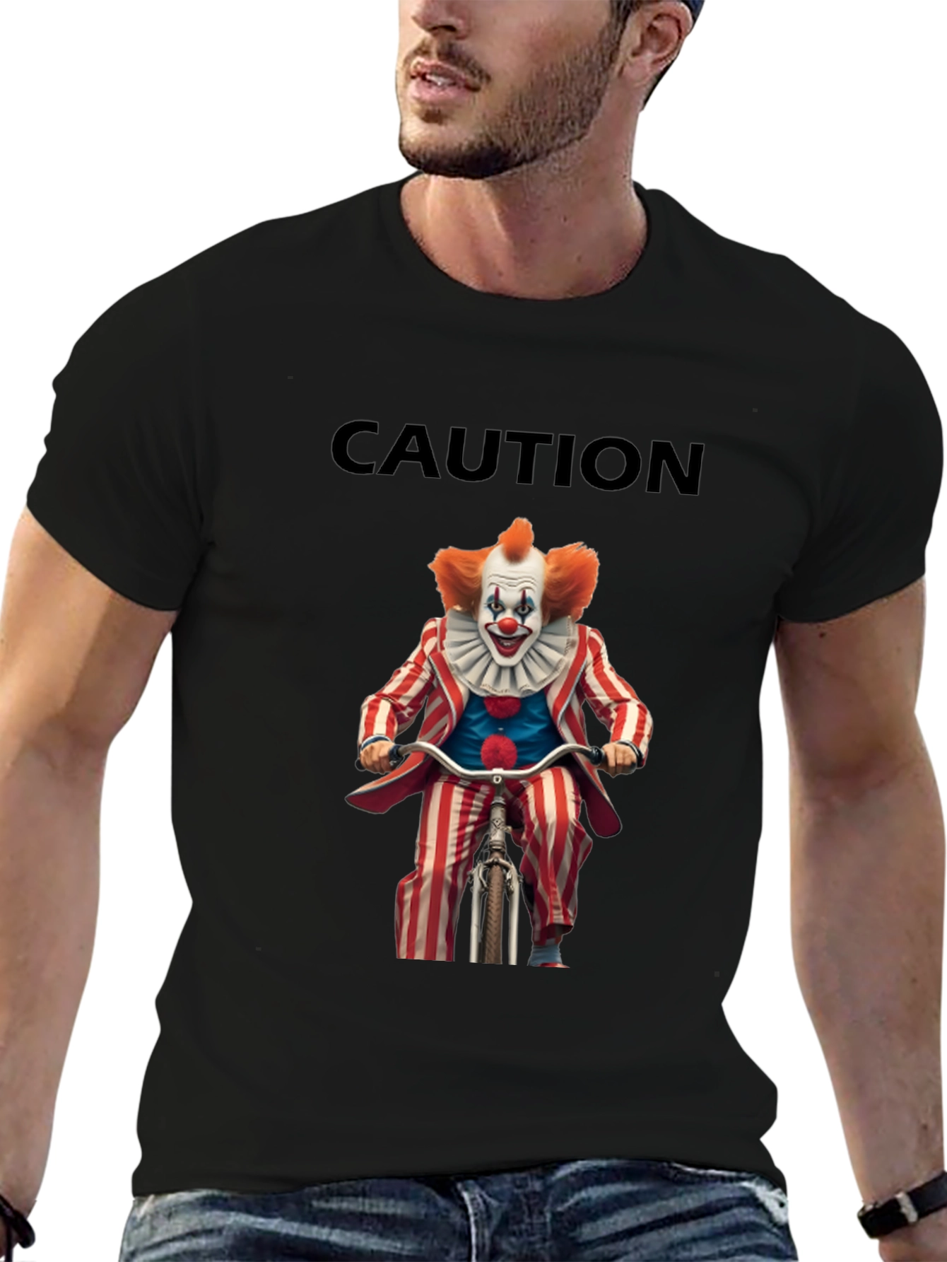 Caution Clown on Bike Graphic T-Shirt