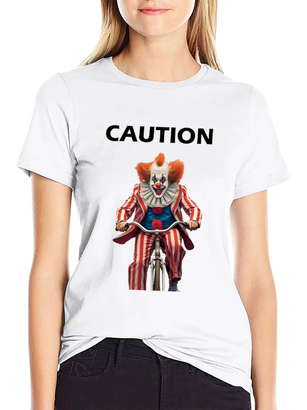 Caution Clown on Bike Graphic T-Shirt