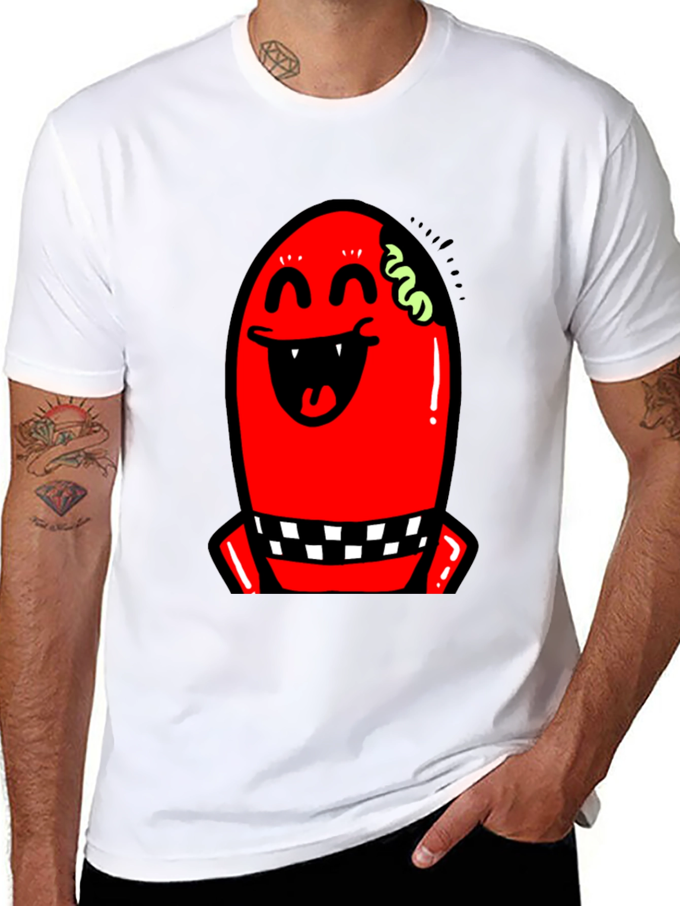 Red Monster Graphic Black T-Shirt