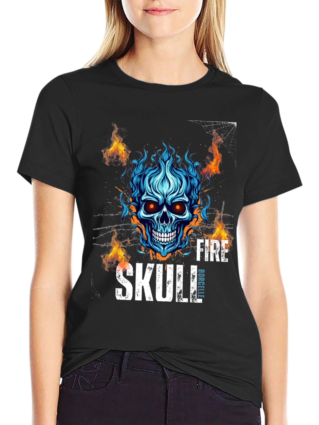 Fire Skull Graphic T-Shirt - Bold Design