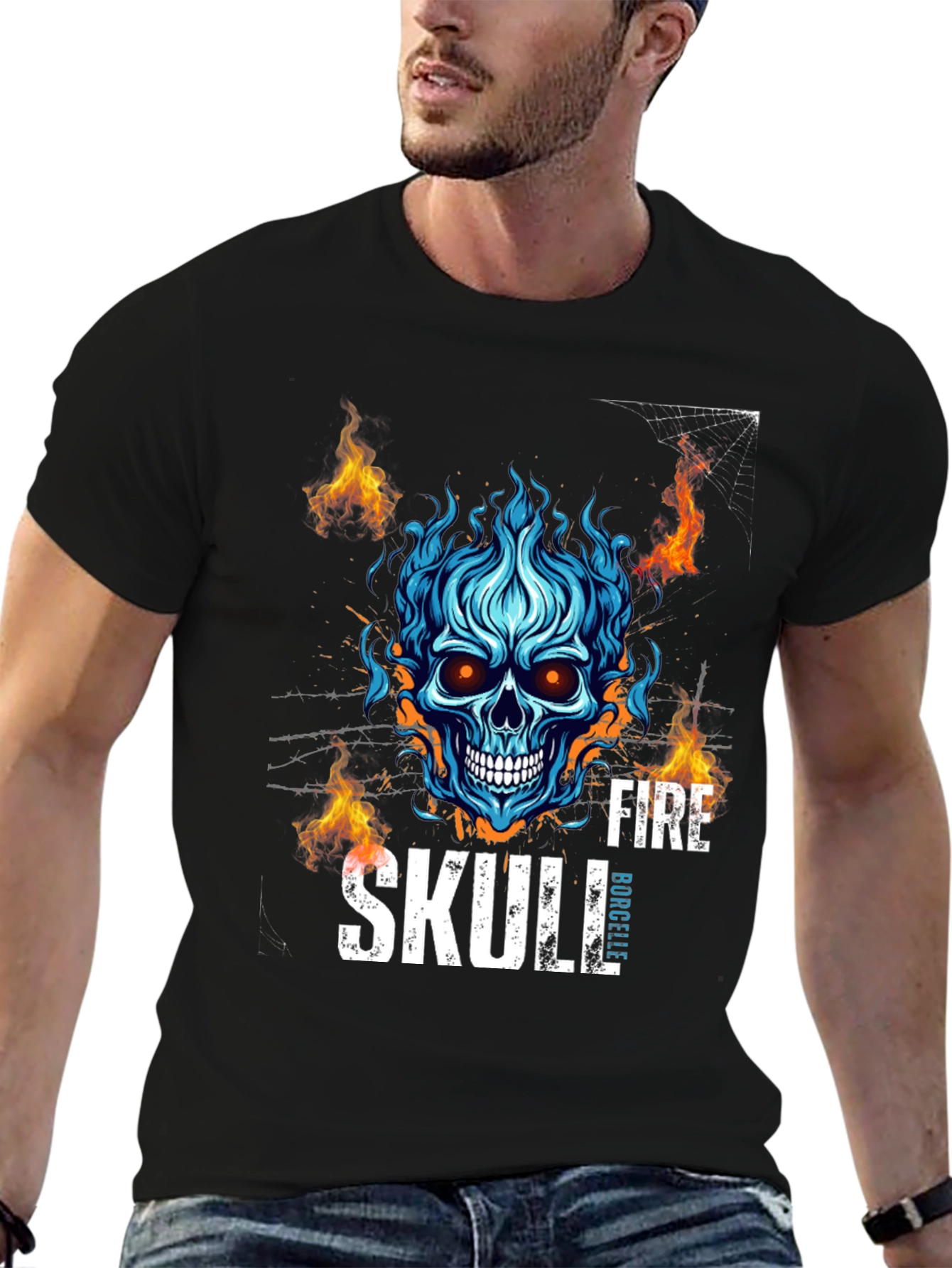 Fire Skull Graphic T-Shirt - Bold Design