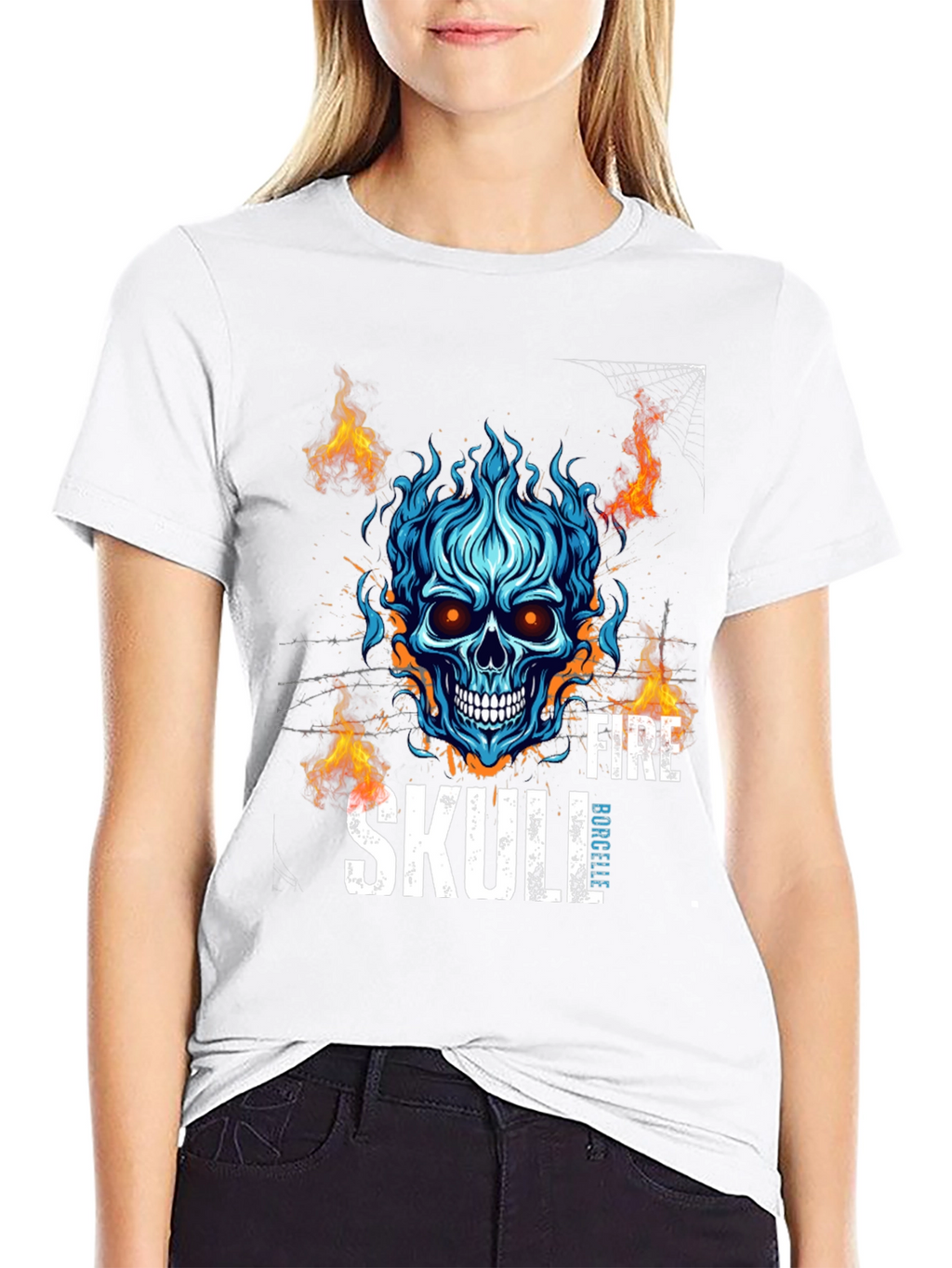 Fire Skull Graphic T-Shirt - Bold Design