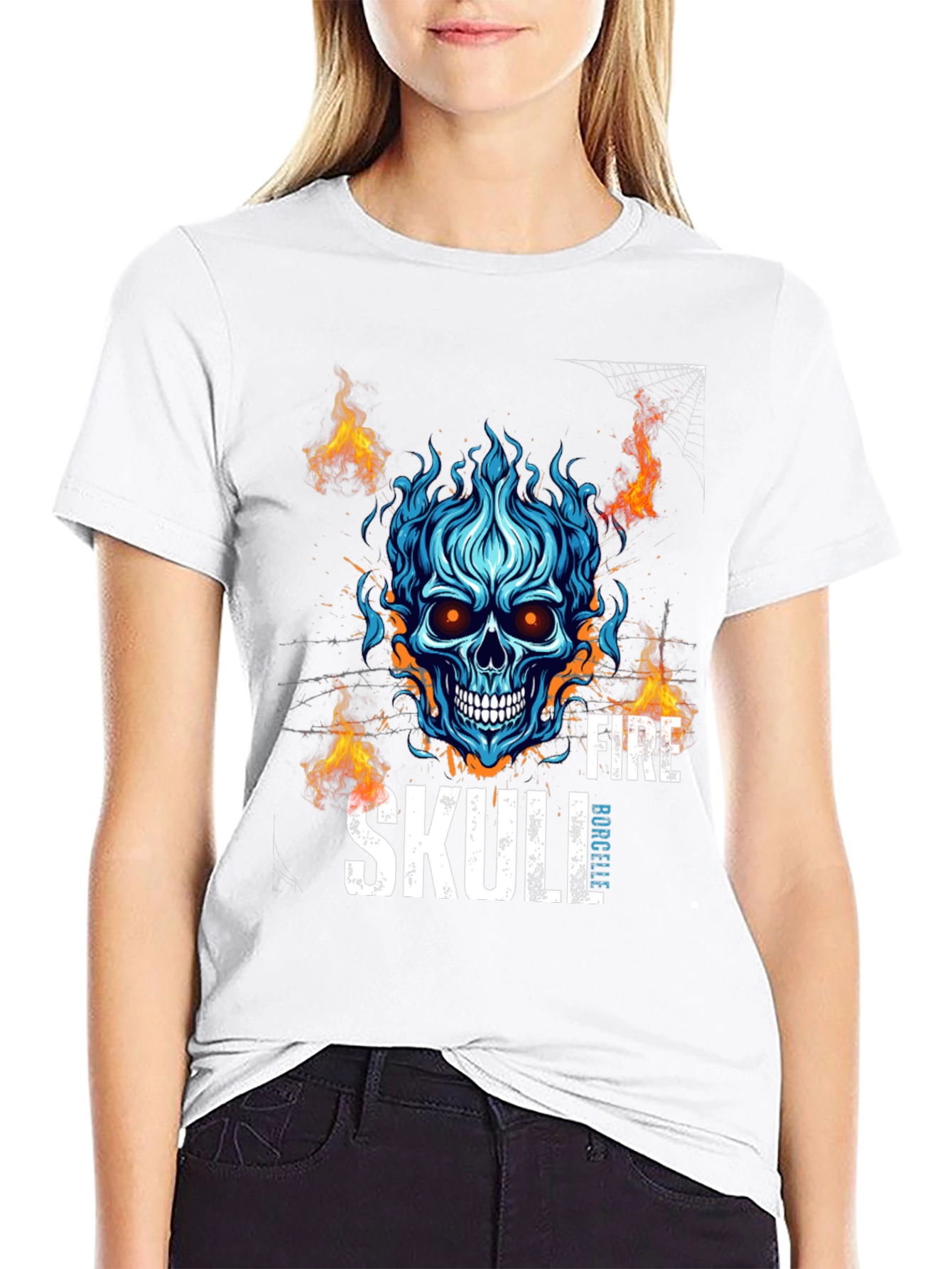 Fire Skull Graphic T-Shirt - Bold Design