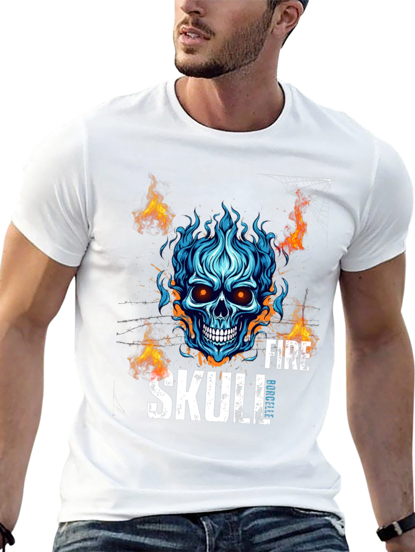 Fire Skull Graphic T-Shirt - Bold Design