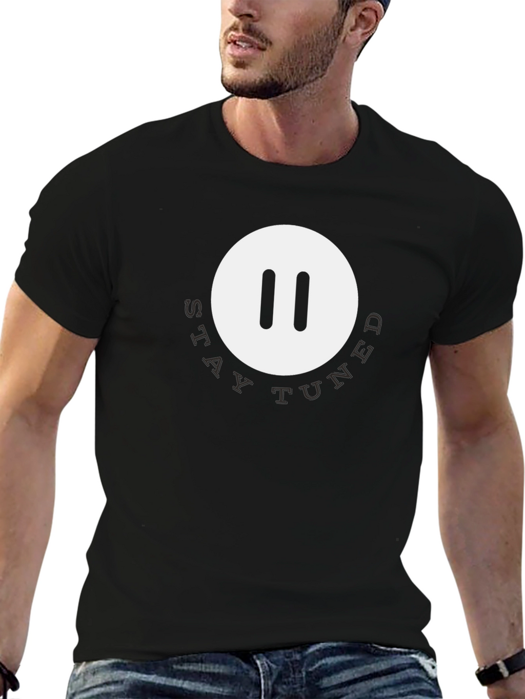 Stay Tuned Pause Button T-Shirt - Modern Graphic Tee