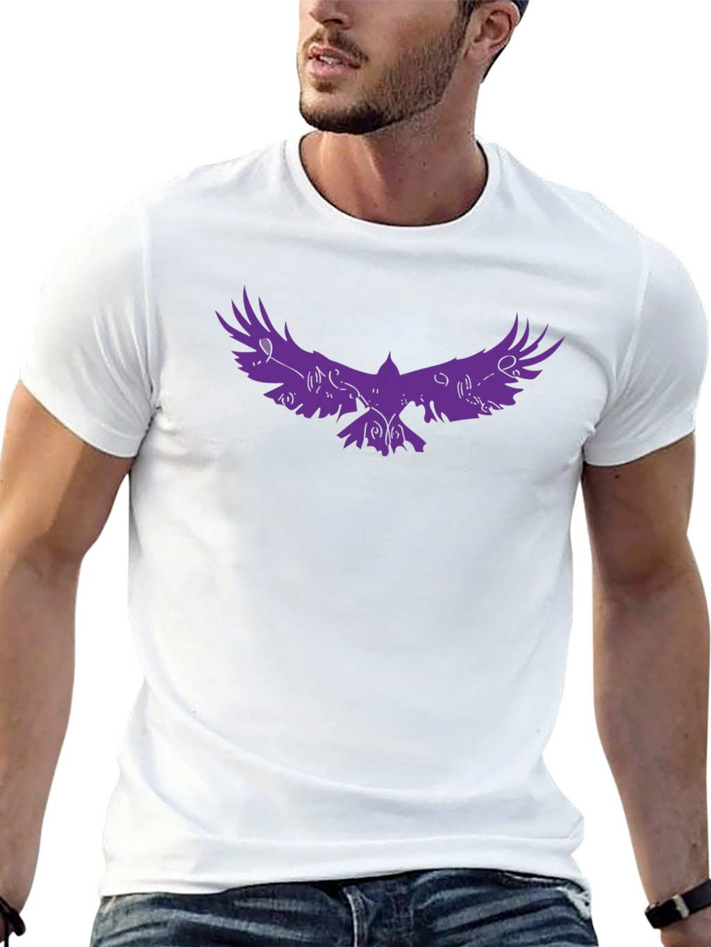 Raven Graphic Tee - Stylish Black T-Shirt