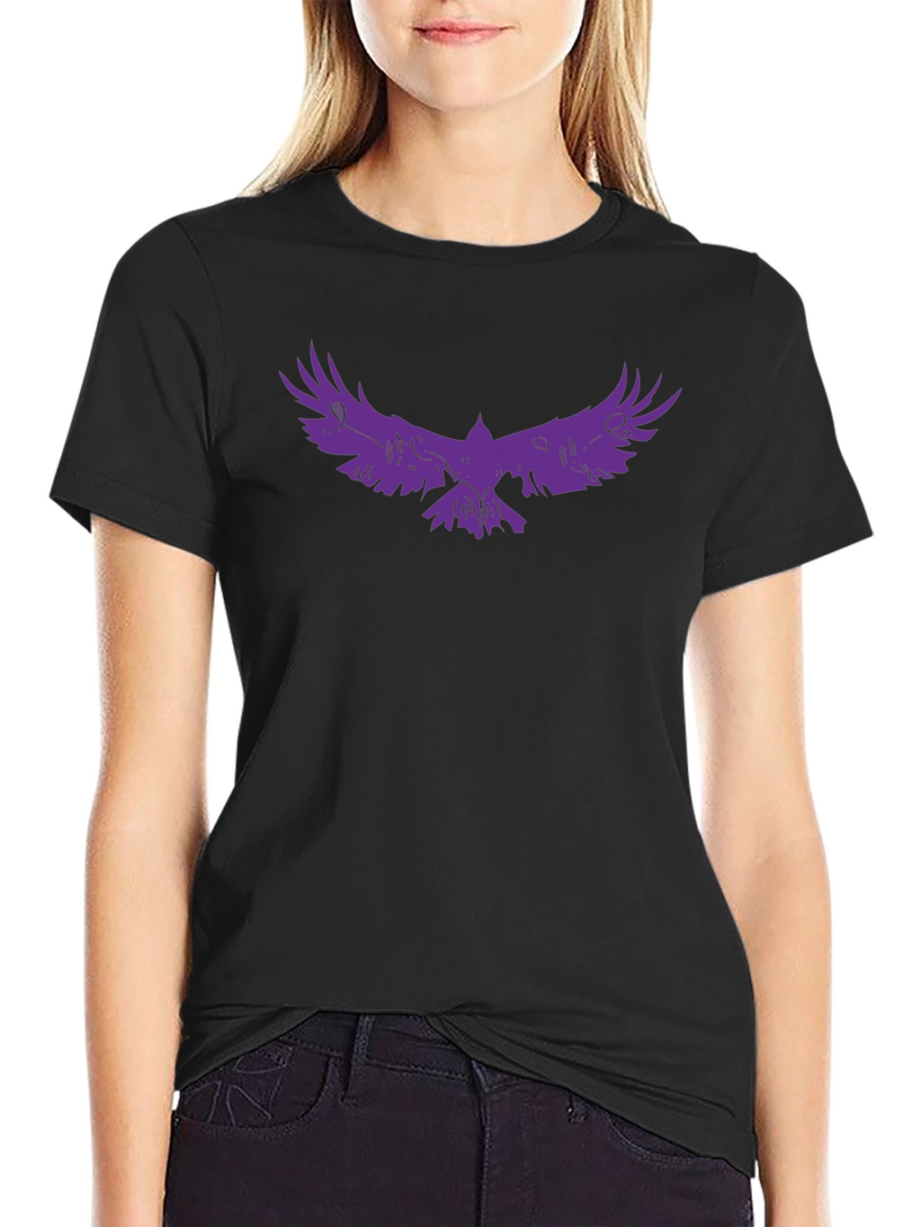 Raven Graphic Tee - Stylish Black T-Shirt