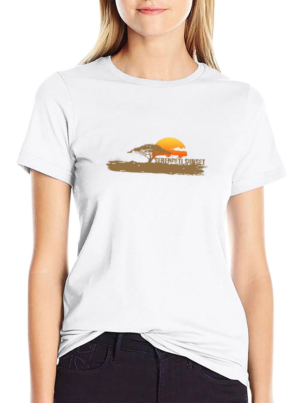 Serengeti Sunset Graphic Tee - Black Cotton Blend Shirt