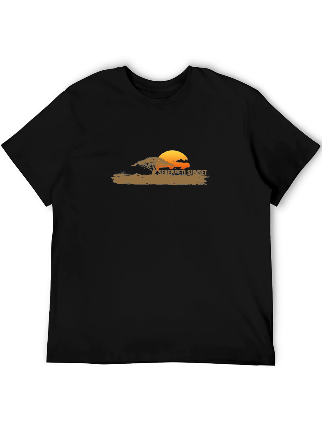Serengeti Sunset Graphic Tee - Black Cotton Blend Shirt