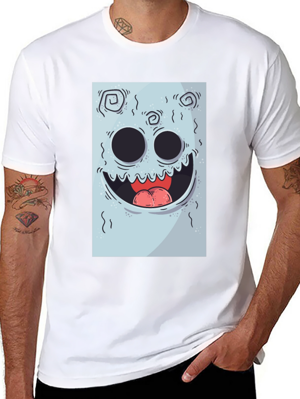 Cartoon Monster Graphic Print Black Tee