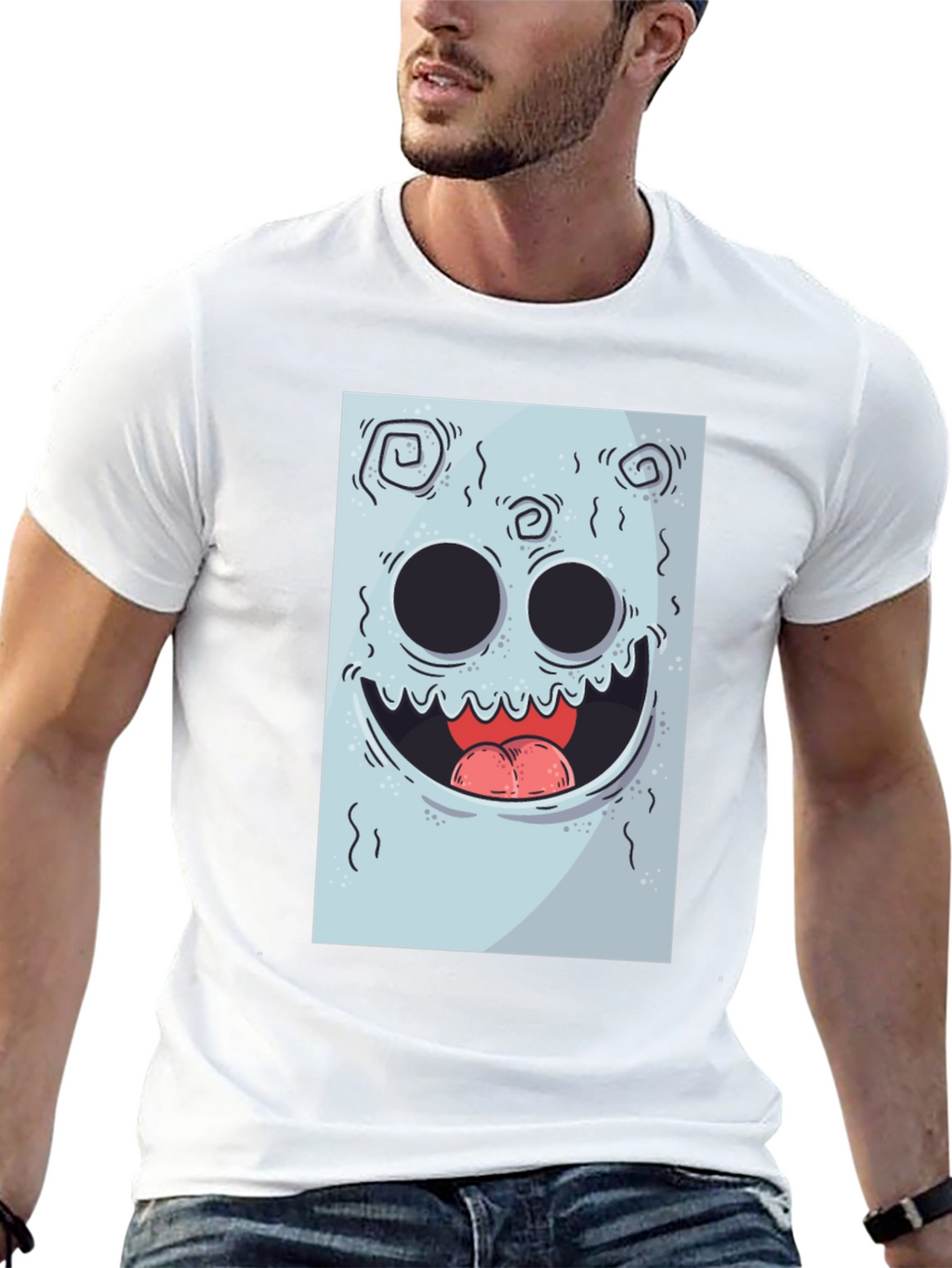 Cartoon Monster Graphic Print Black Tee