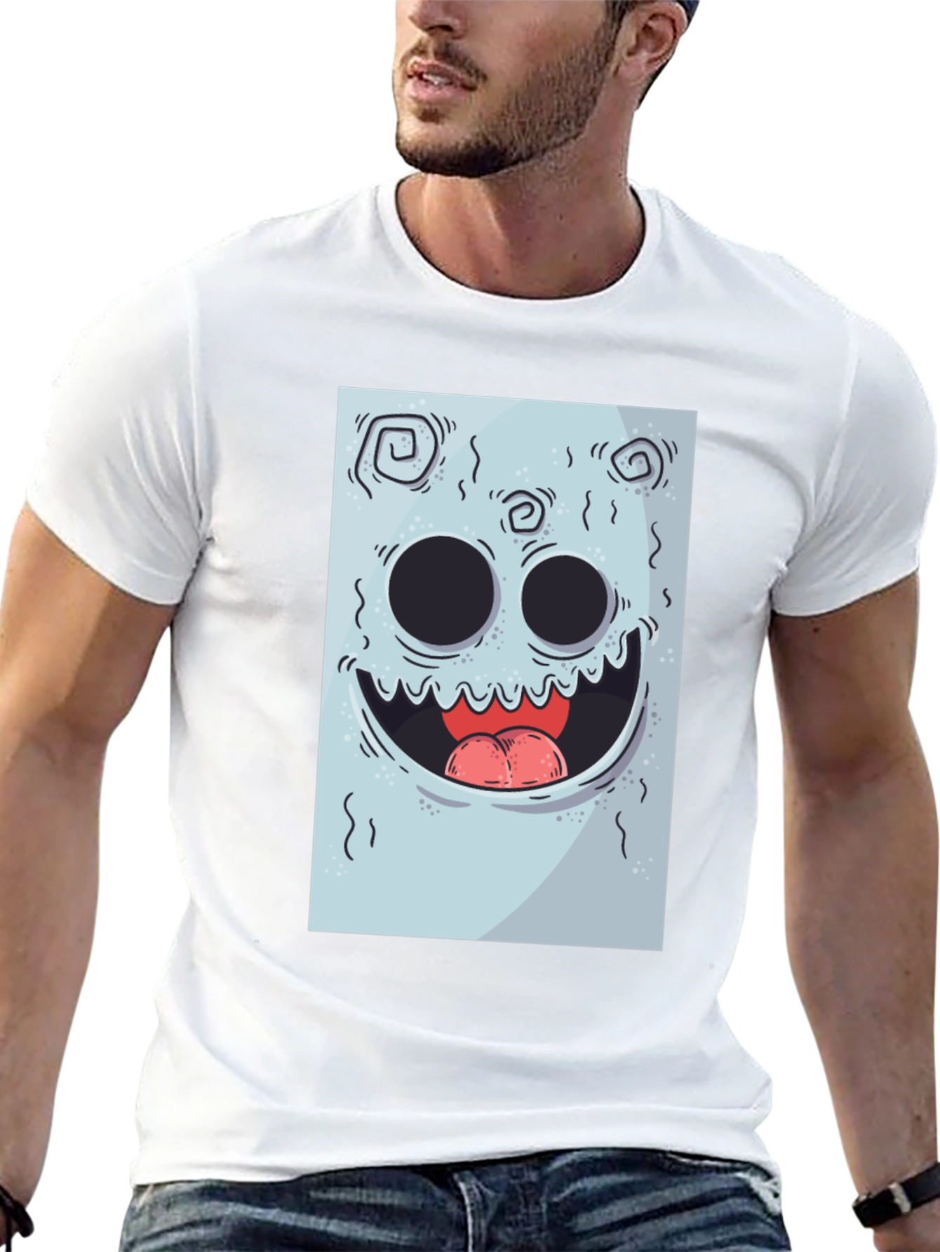 Cartoon Monster Graphic Print Black Tee