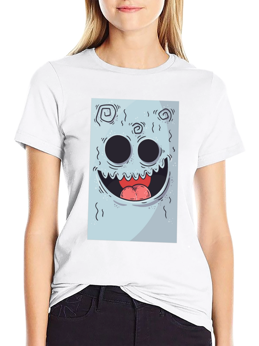 Cartoon Monster Graphic Print Black Tee
