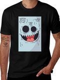 Cartoon Monster Graphic Print Black Tee