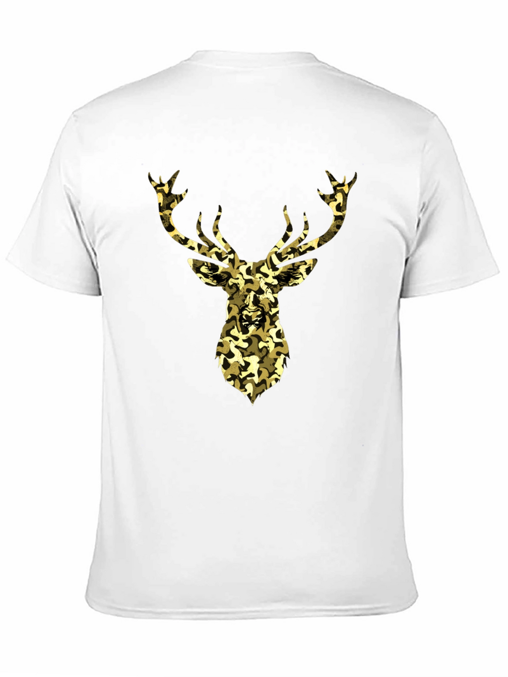 Camo Deer Graphic Tee - Black Cotton Casual Shirt