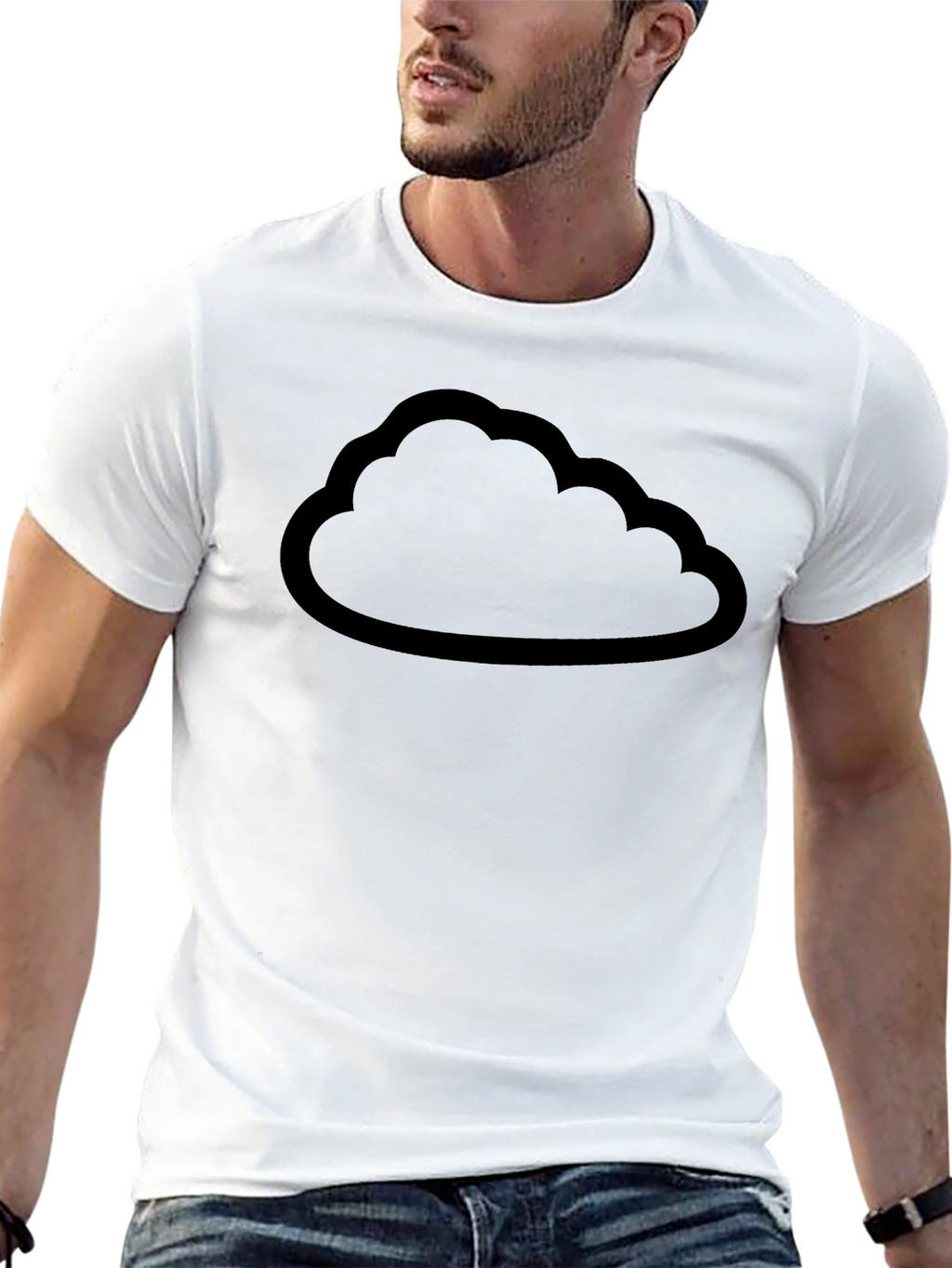 Cloud Outline Graphic Tee - Unisex Black T-Shirt