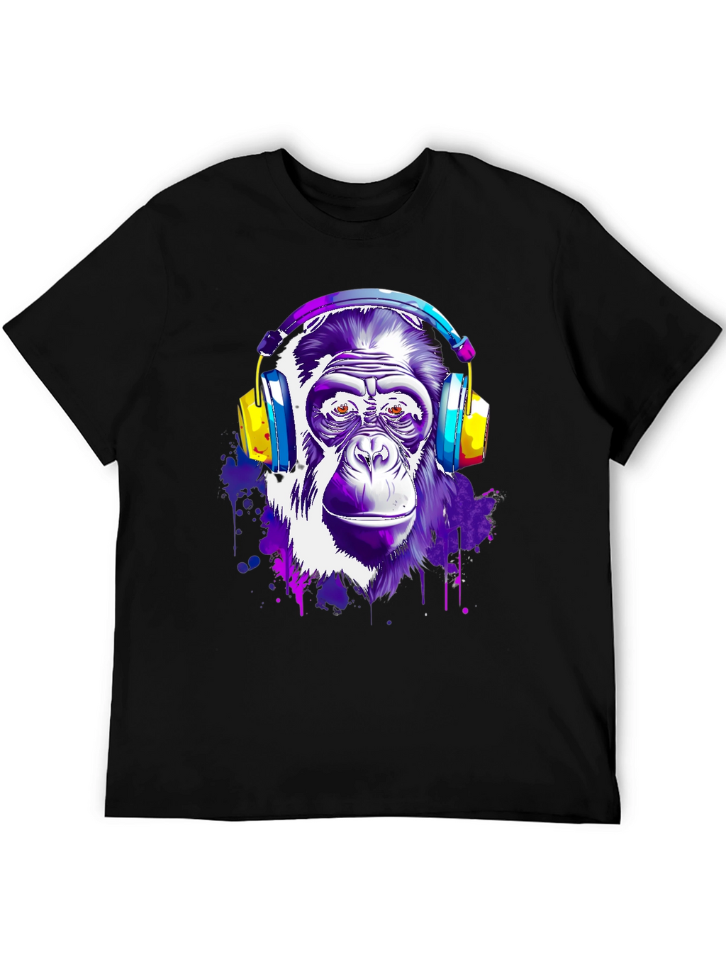 Cool Monkey with Headphones Graphic T-Shirt