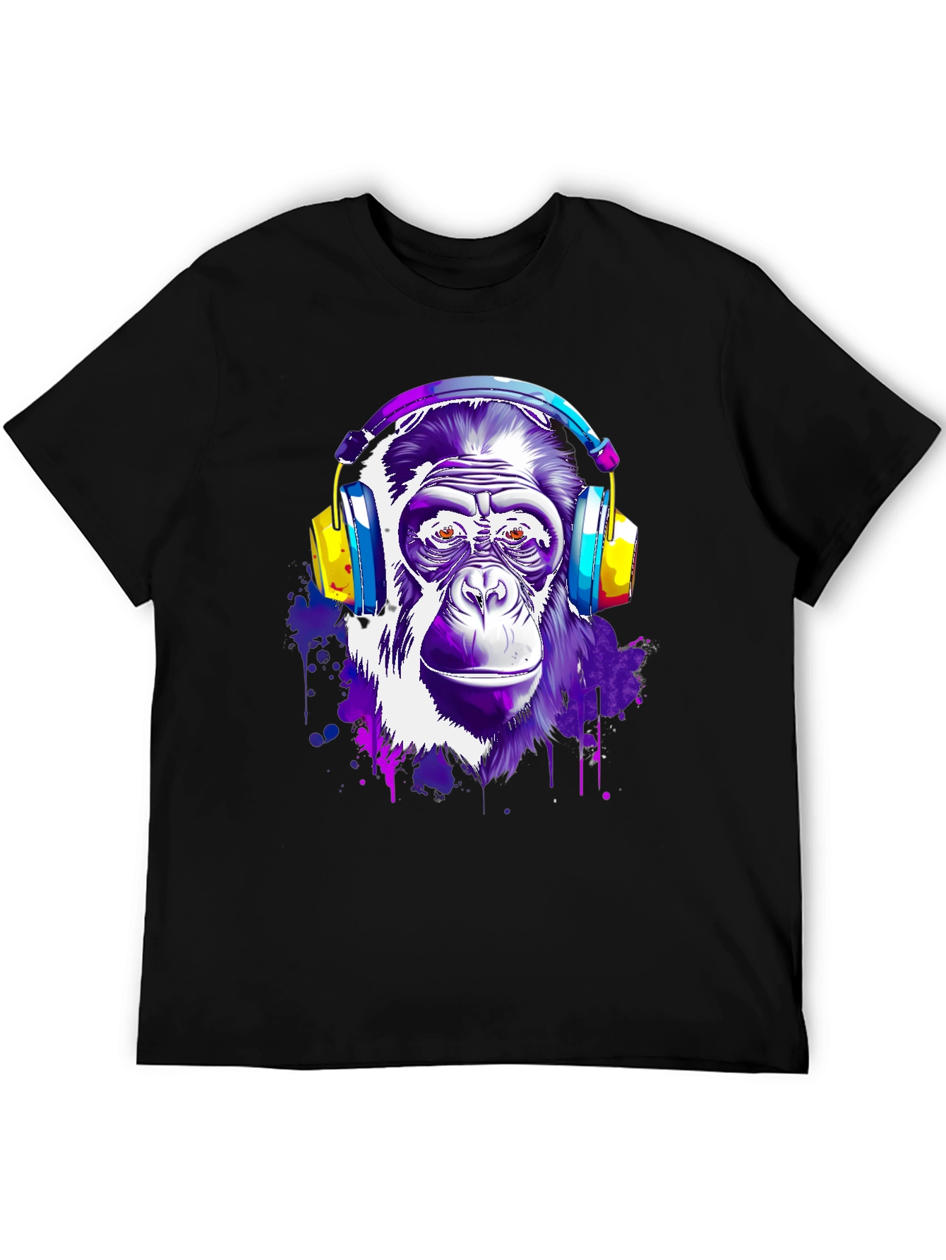 Cool Monkey with Headphones Graphic T-Shirt