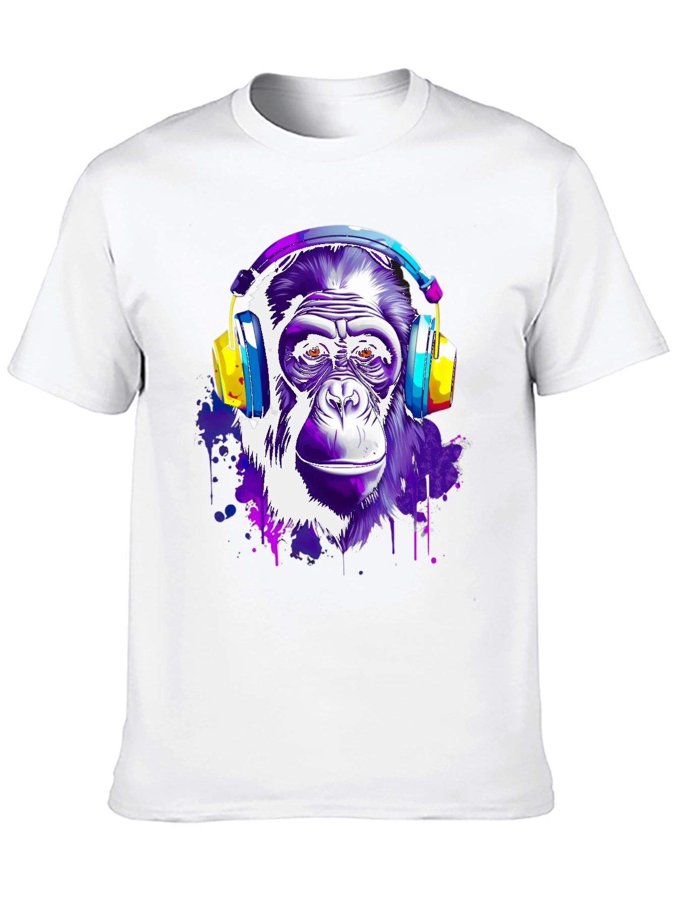 Cool Monkey with Headphones Graphic T-Shirt